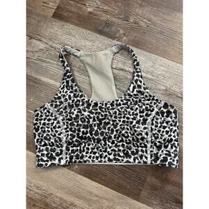 Outdoor Voices animal print racerback sports bra in size Medium black and white